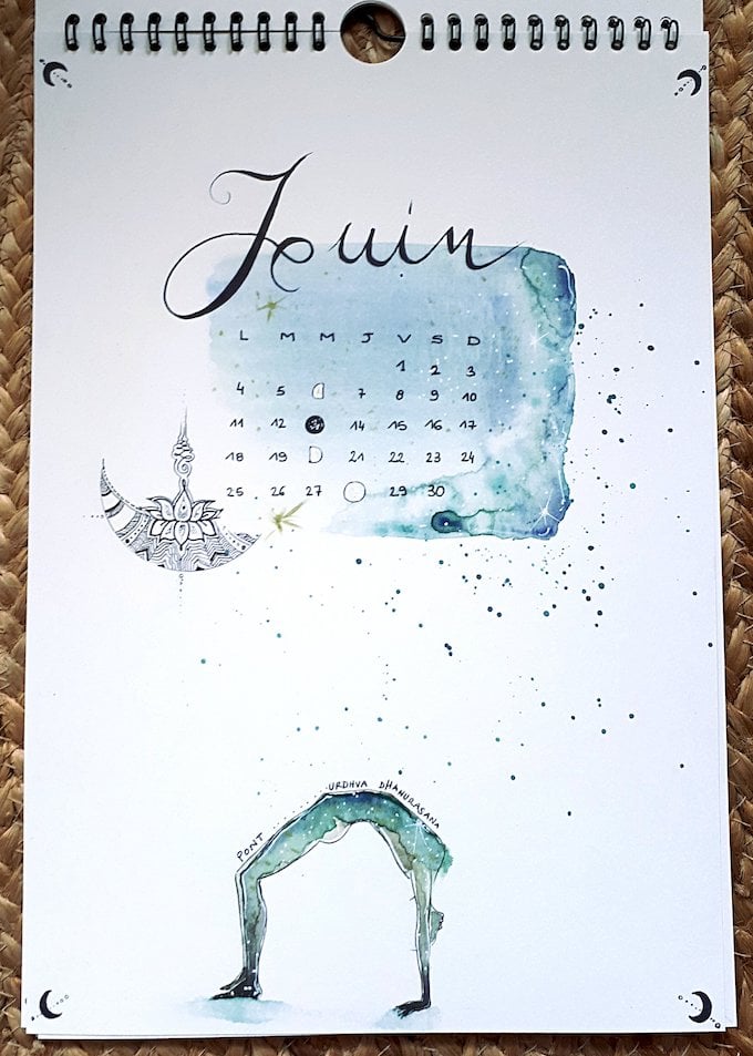calendrier 2019 original juin phases lune yoga blog déco clem around the corner