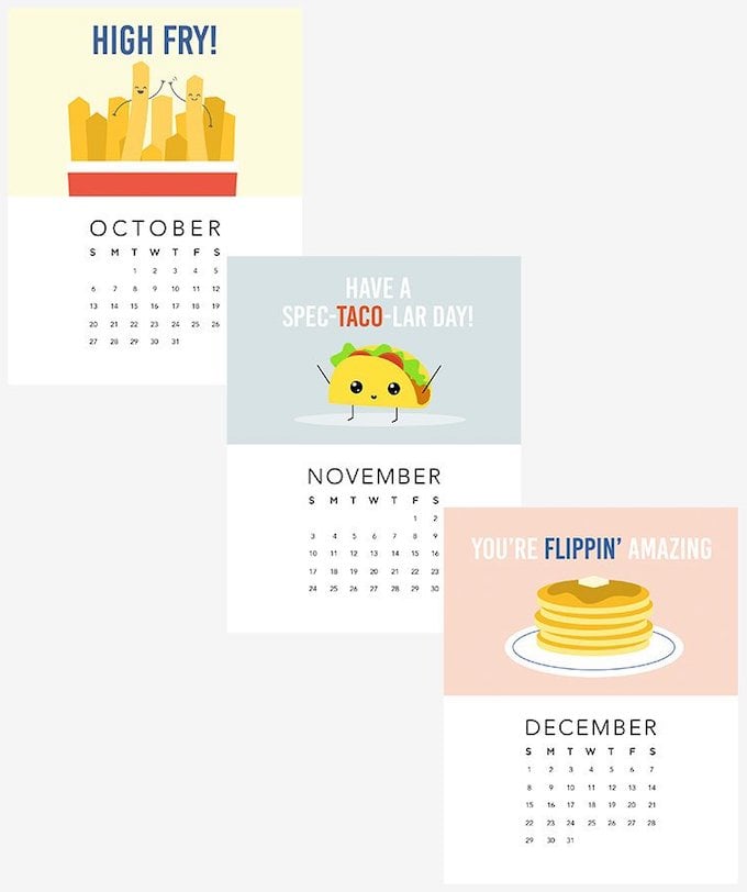 calendrier 2019 original drôle food cuisine blog déco clem around the corner