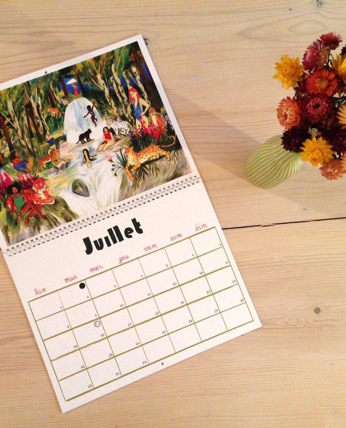 calendrier 2019 original couleurs dessin peinture illustration enfant juillet blog déco clem around the corner