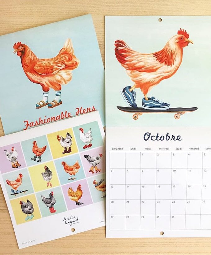 calendrier 2019 original drôle poule blog déco clem around the corner