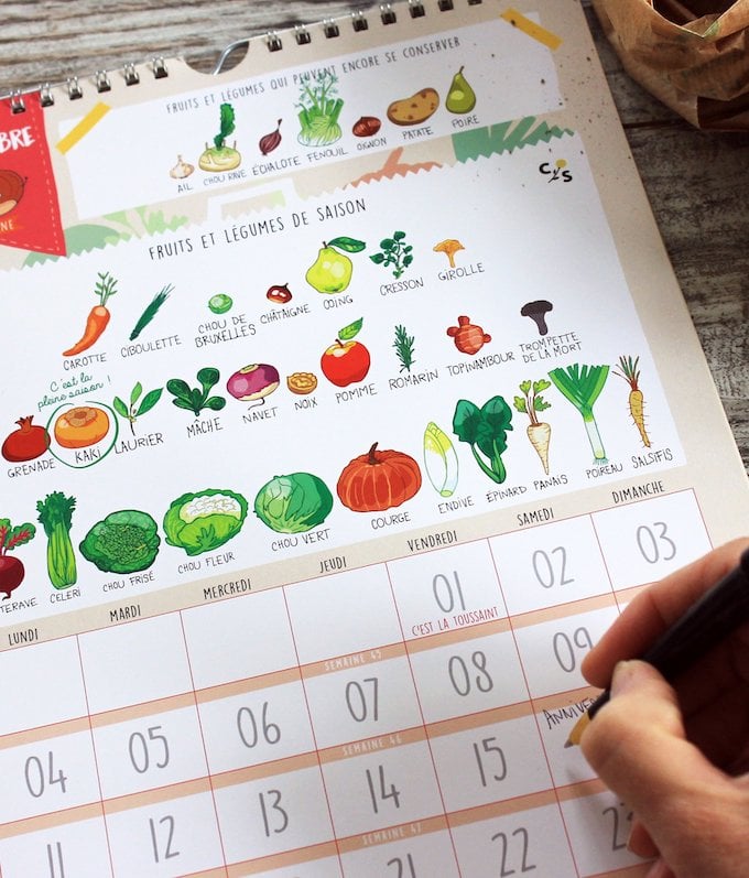 calendrier 2019 original fruits et légumes de saison novembre blog deco clem around the corner