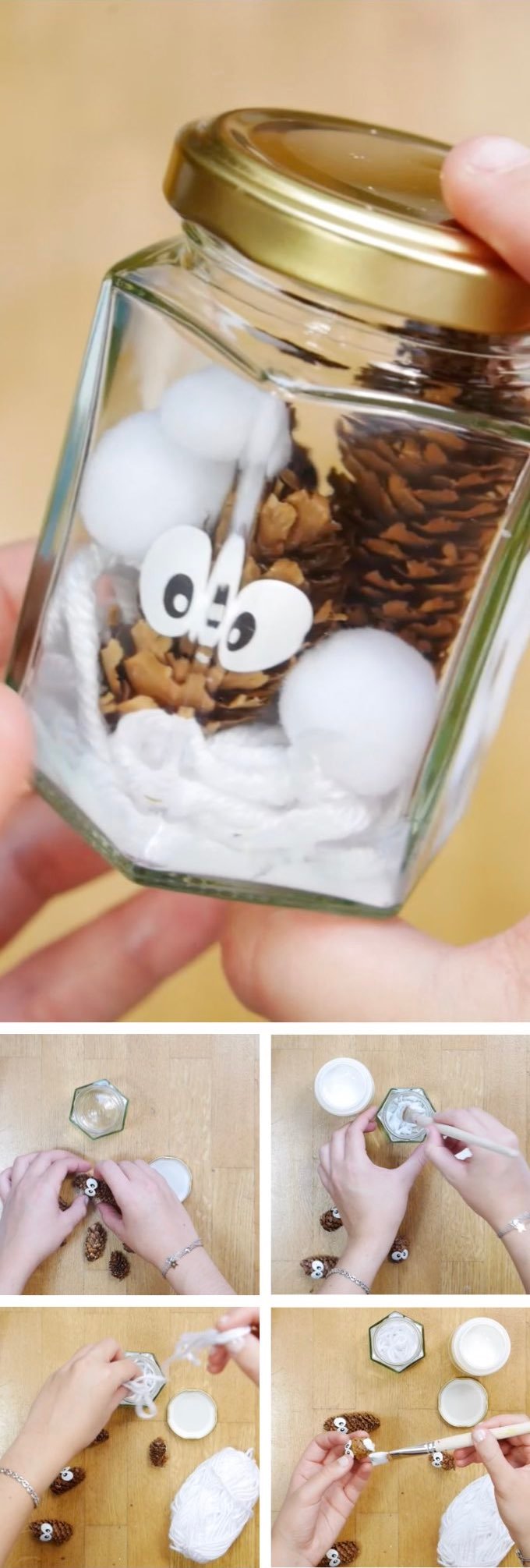 recycler des pots en verre déco enfant noël pomme de pin blog déco clem around the corner