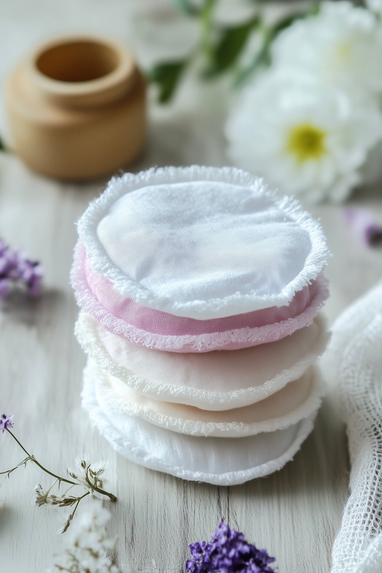 coton démaquillant à fabriquer soi-même disque à coudre réutilisable