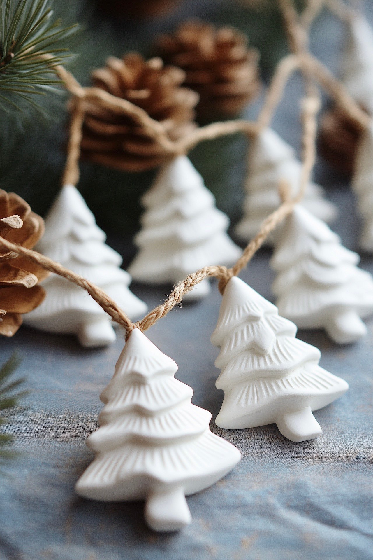 guirlande argile blanche pâte à sel sapin
