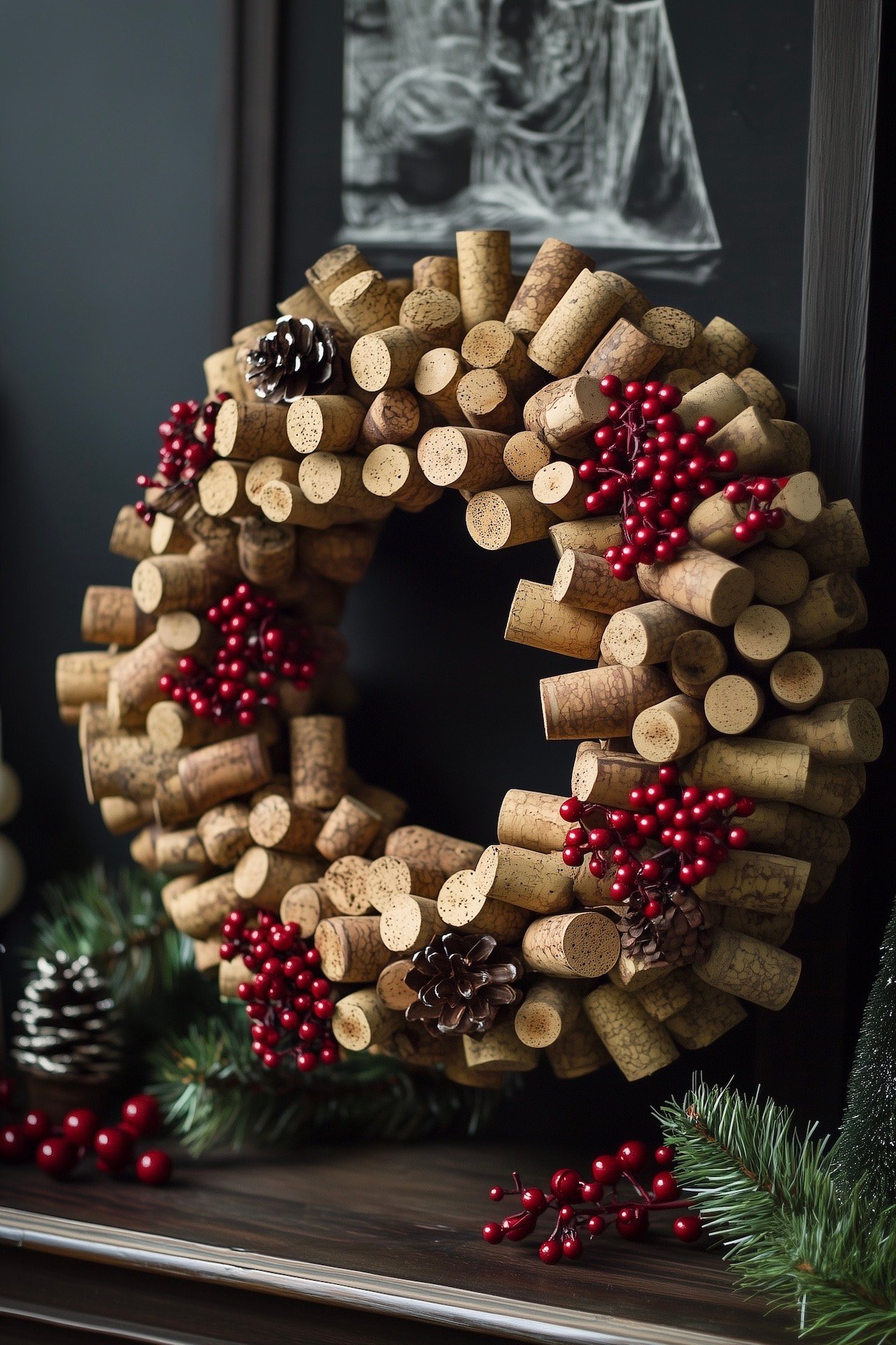 Noël écologique décoration bouchons en liège couronne