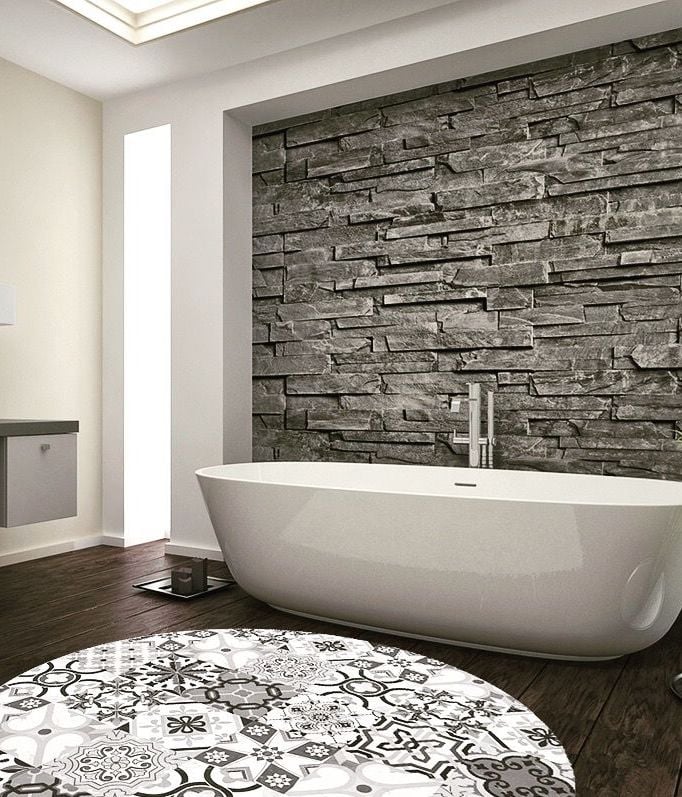 tapis rond salle de bain vinyle 