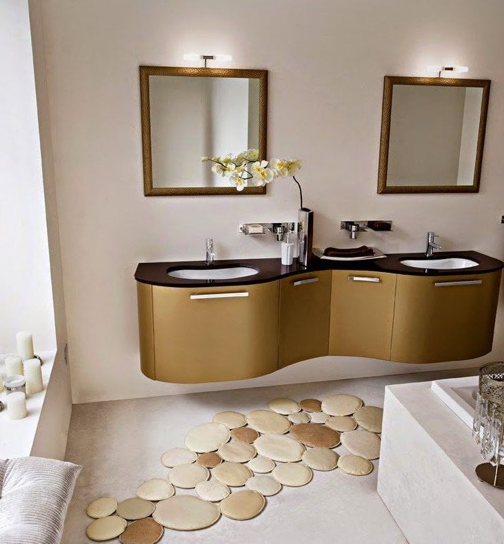 tapis rond salle de bain petit beige - blog déco - clem around the corner