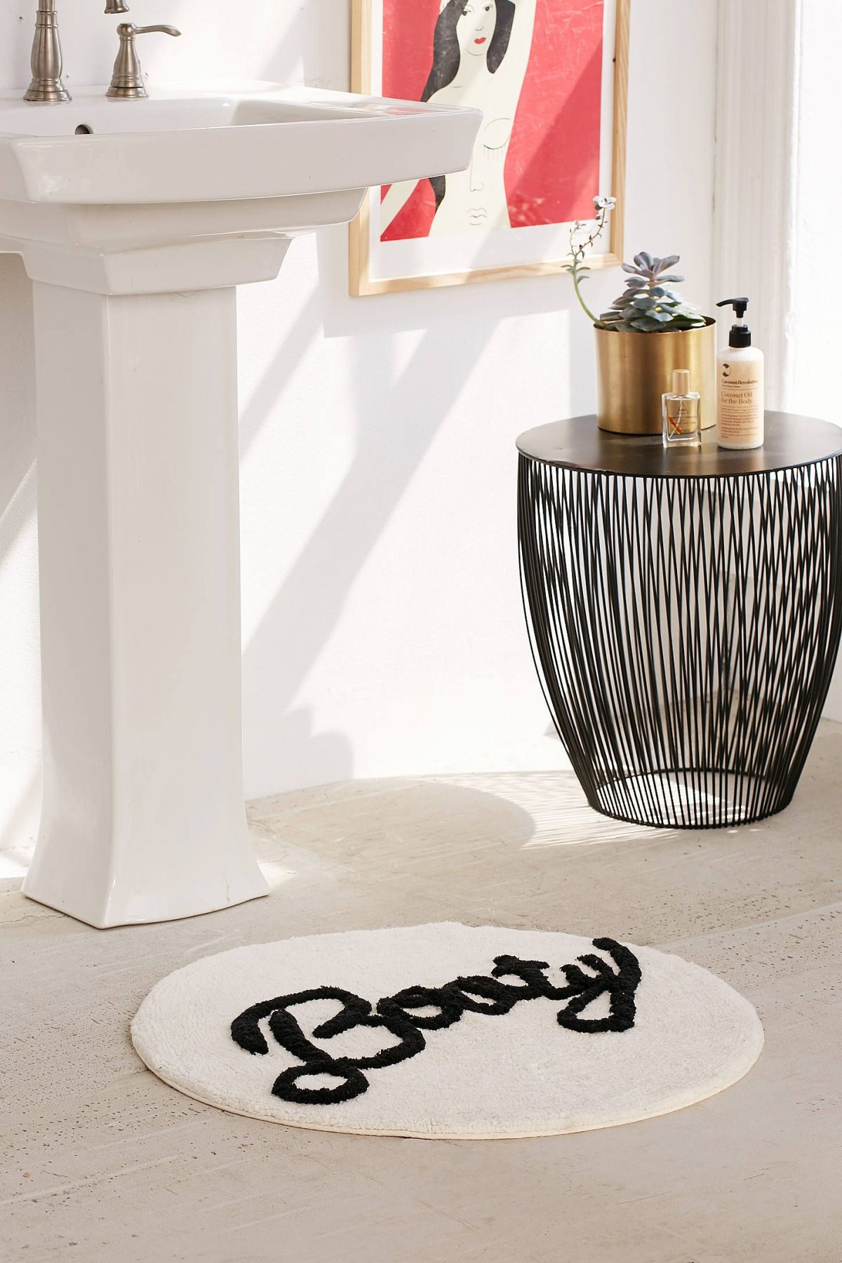 tapis rond salle de bain blanche acier - blog déco - clem around the corner