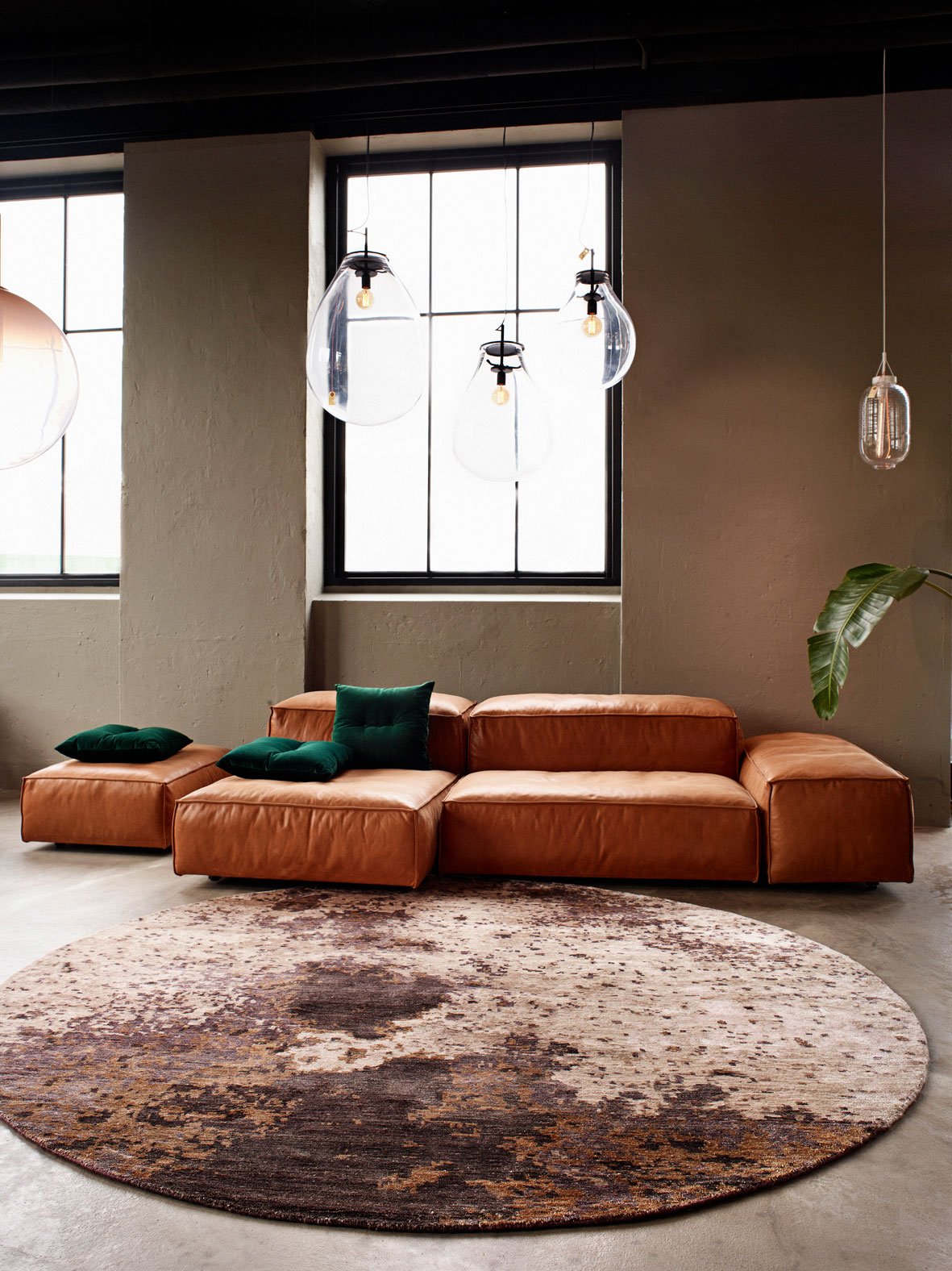 tapis rond style industriel salon - blog déco - clem around the corner