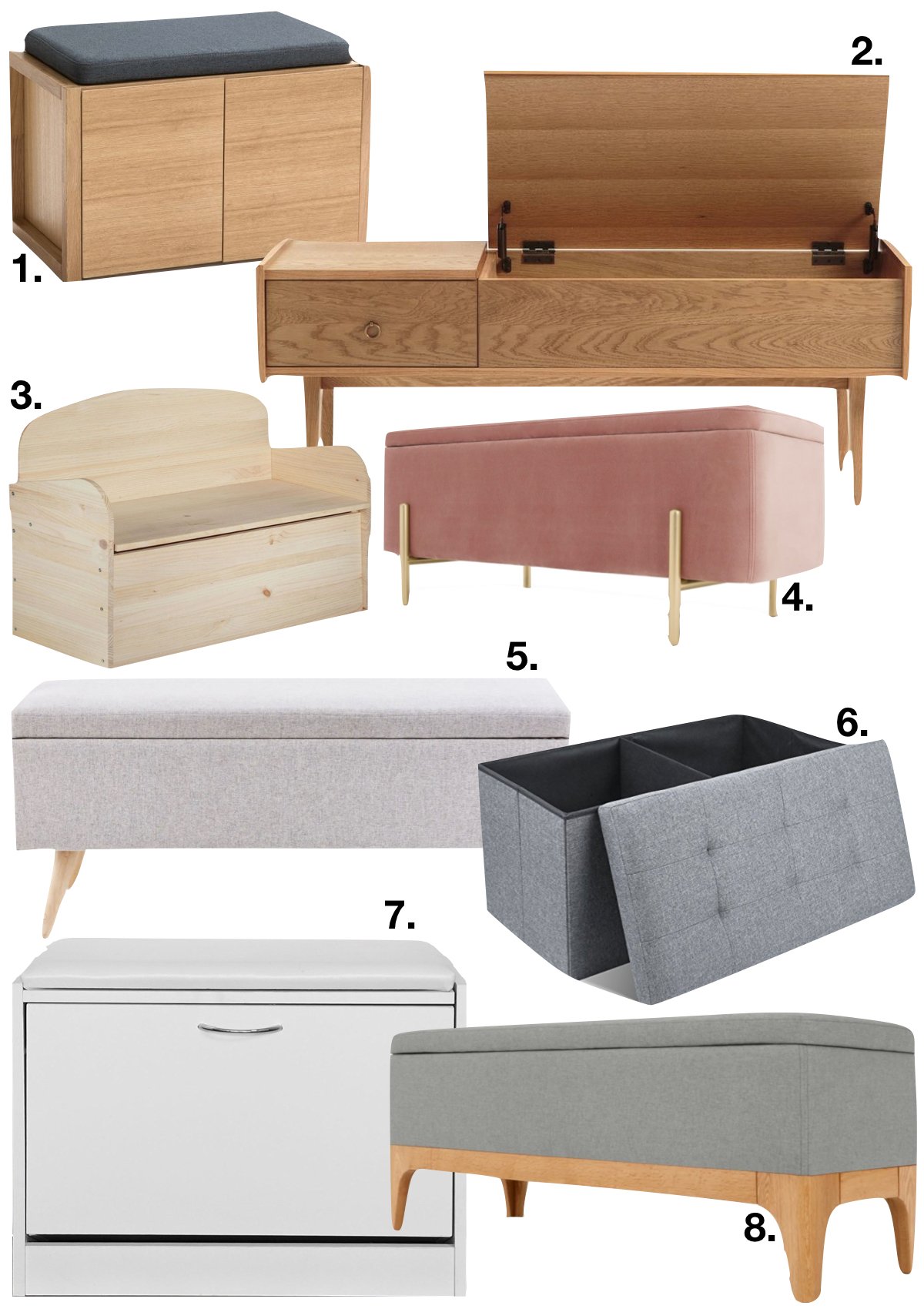 coffre entrée banc rangement bois et tissu gris