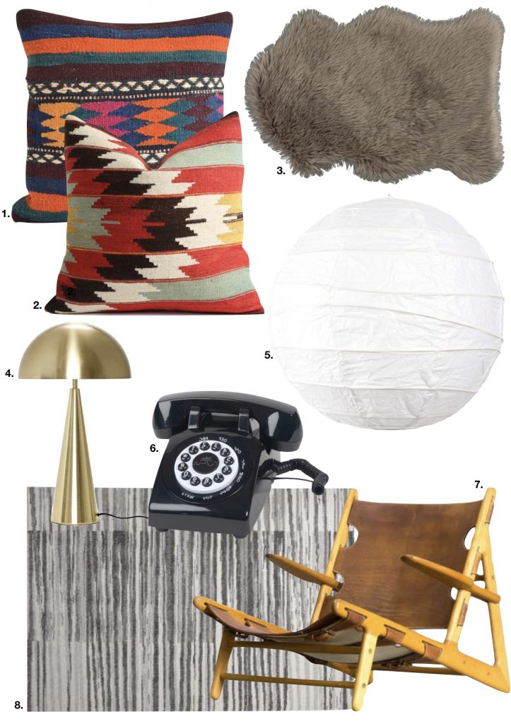 chalet noir tapis lampe fauteuil abat jour papier coussins - blog déco - clem around the corner