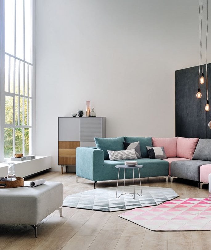 millennial pink canapés grand salon - blog déco - clem around the corner