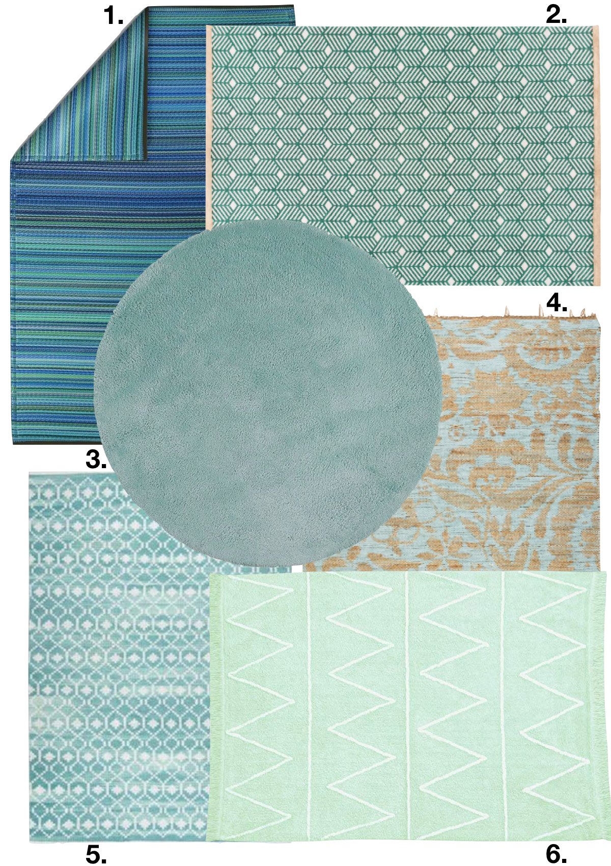 décoration vert céladon tapis salon rond carré - blog déco - clem around the corner