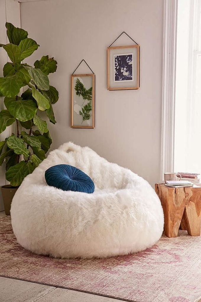 coin détente lecture pouf cosy poire fausse imitation fourrure
