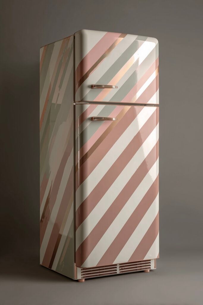 customiser frigo peinture rayures rose gold