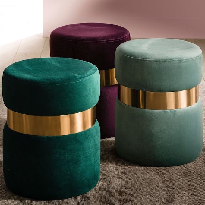 comment nettoyer du velours pouf laiton original vert émeraude fushia pourpre - blog déco - clem around the corner