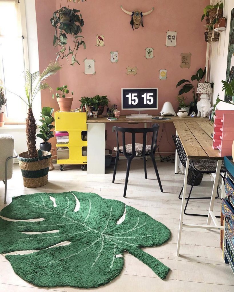 tapis lavable en machine lorena canals feuille coin bureau - blog déco - clem around the corner