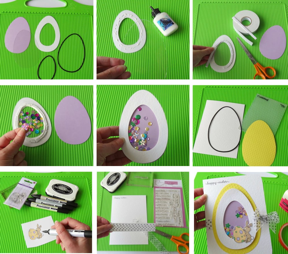 Pâques diy carte de voeux shaker tuto ruban perle papier carton - blog déco - clem around the corner