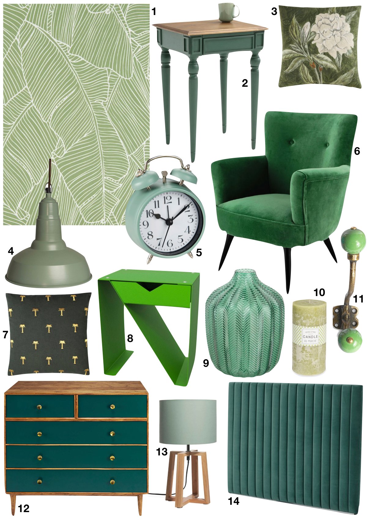 chambre rose et verte shopping liste vert - blog déco - clem around the corner