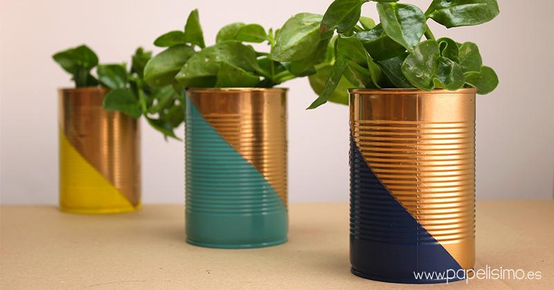 cache pot diy conserve boite tuto peinture plante forme géométrique - blog déco - clem around the corner