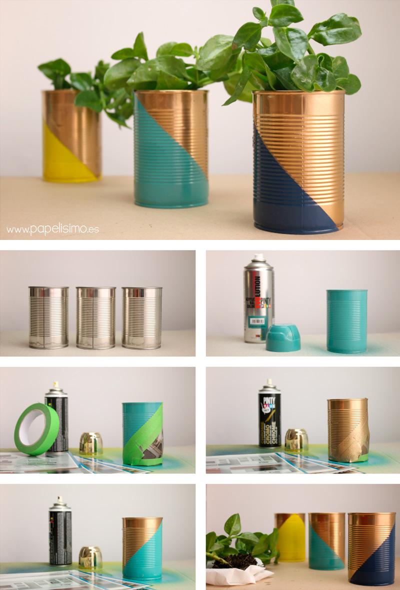 cache pot diy récup conserve forme géométrique tuto - blog déco - clem around the corner