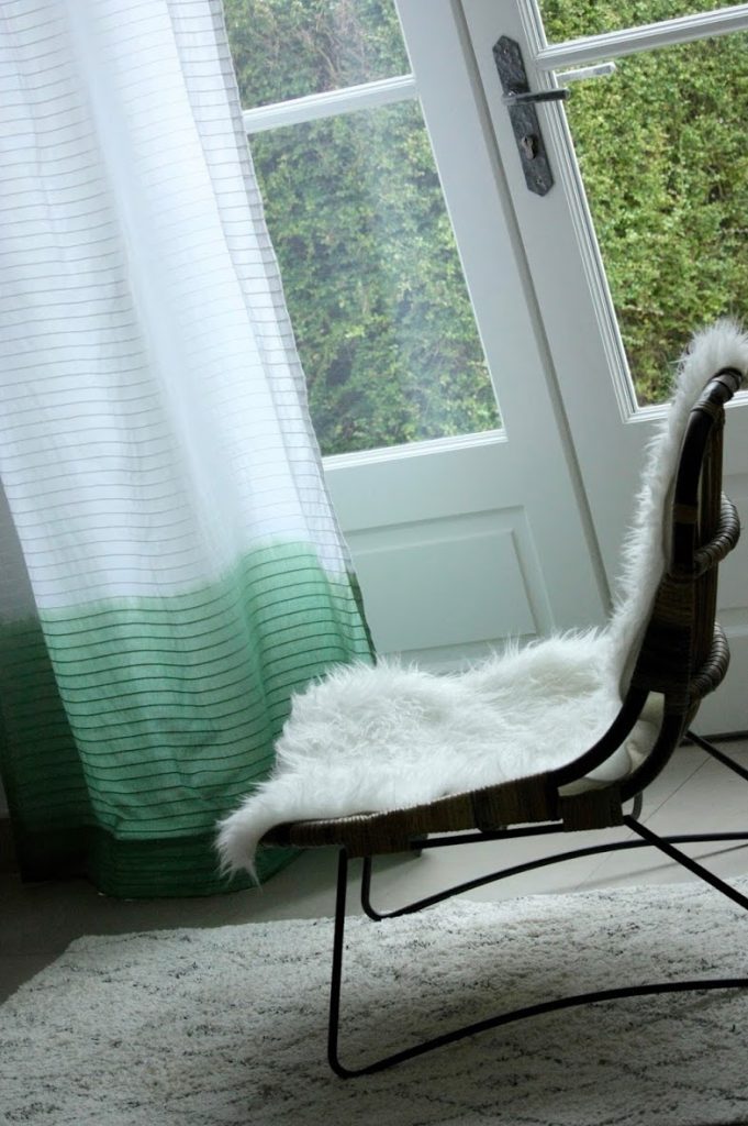 vert dégradé diy teinture rideau fourrure plaid