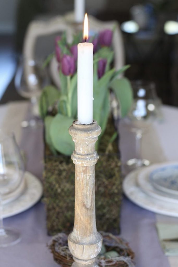 table de pâques déco bougeoir style rustique vintage - blog déco - clem around the corner