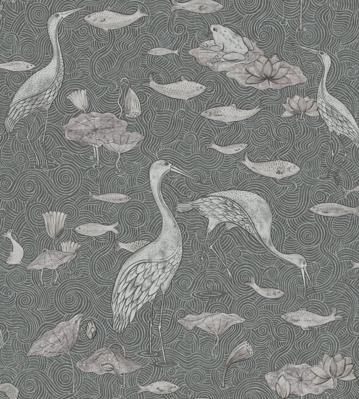 shauna dennison papier peint poétique héron poisson coloris - blog déco - clem around the corner