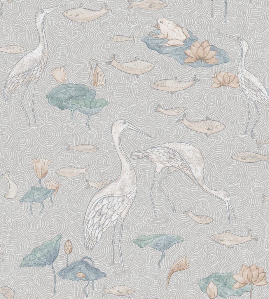 shauna dennison papier peint poétique héron couleur claire - blog déco - clem around the corner