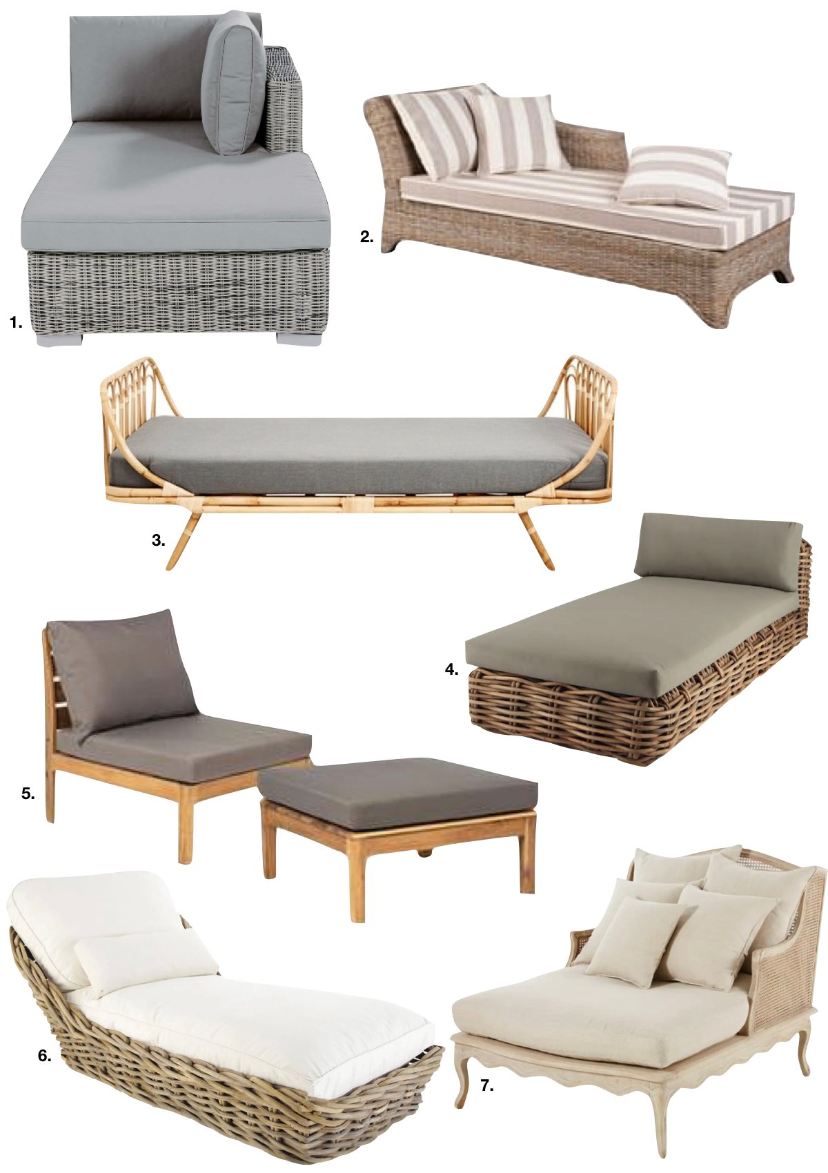 méridienne rotin terrasse jardin bois vacances - blog déco - clem around the corner