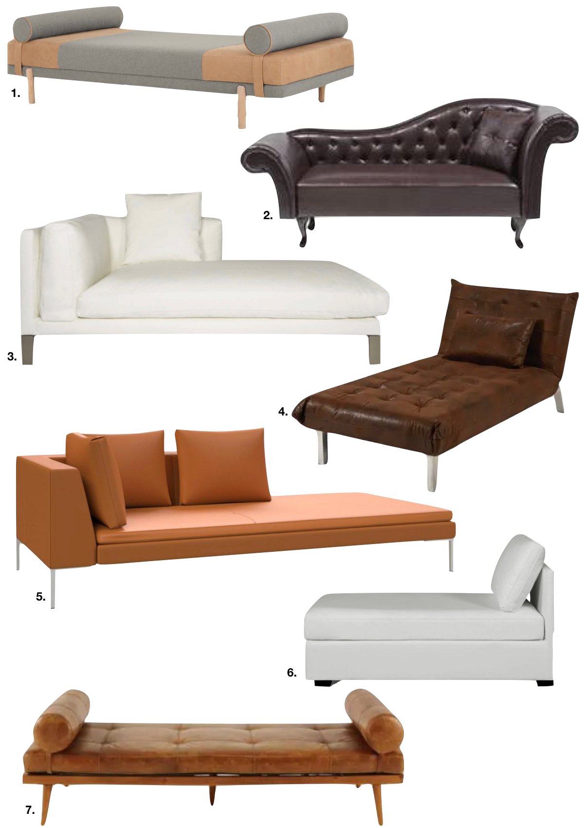 méridienne cuir marron blanc matelassé coussin intérieur - blog déco - clem around the corner