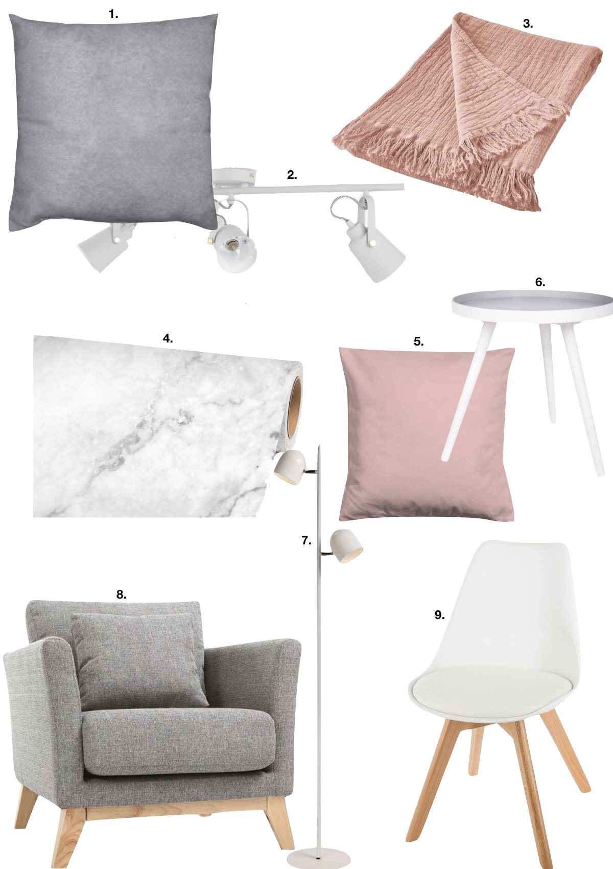 déco gris rose chaise lampadaire plaid-coussin scandinave - blog déco - clem around the corner