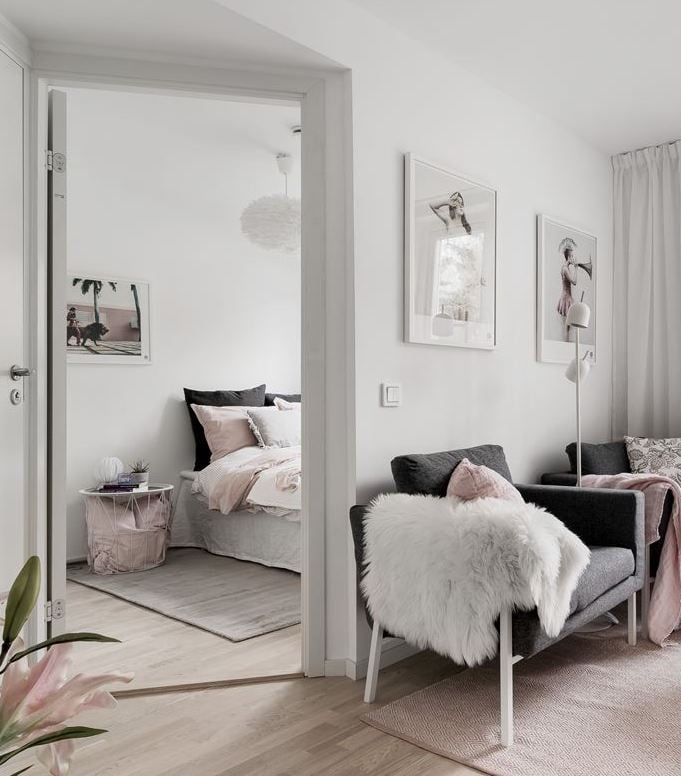 déco gris rose chambre scandinave - blog déco - clem around the corner