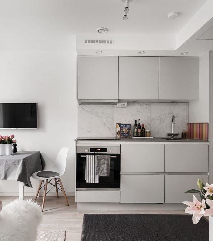 déco gris rose cuisine ouverte - blog déco - clem around the corner