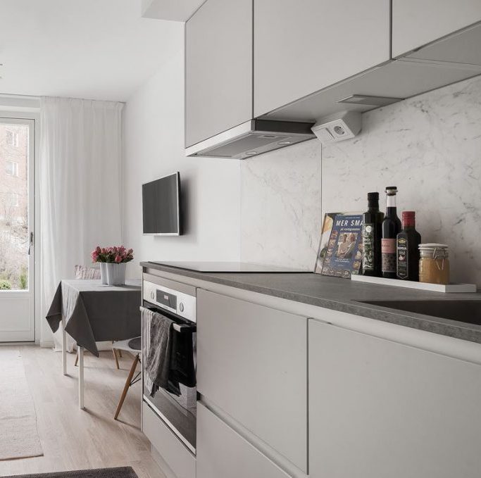 déco gris rose cuisine ouverte scandinave style - blog déco - clem around the corner