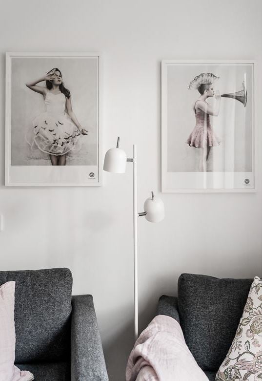 déco gris rose salon lampe rond blanc - blog déco - clem around the corner