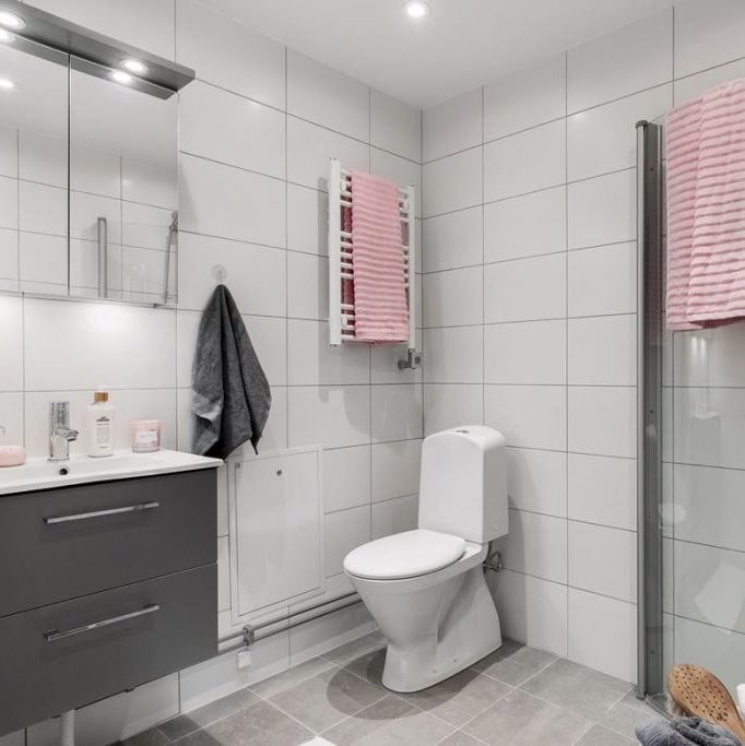 déco gris rose salle de bain carrelage - blog déco - clem around the corner