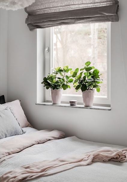 déco gris rose chambre plantes rideaux - blog déco - clem around the corner