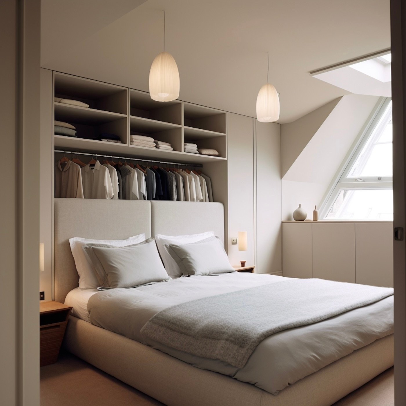 dressing ouvert derrière lit double