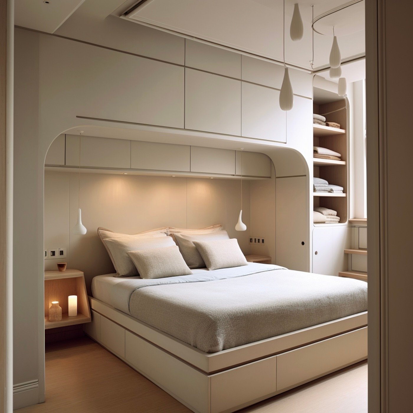 meuble sur-mesure tête de lit placard intégré