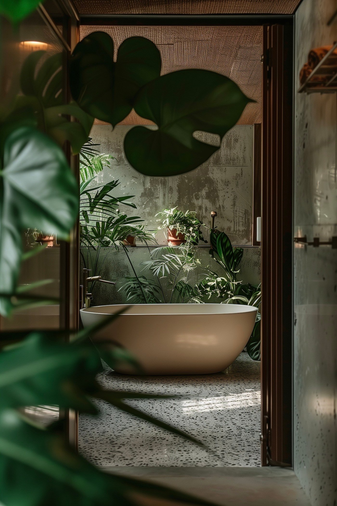 salle de bains urban jungle baignoire. ilot