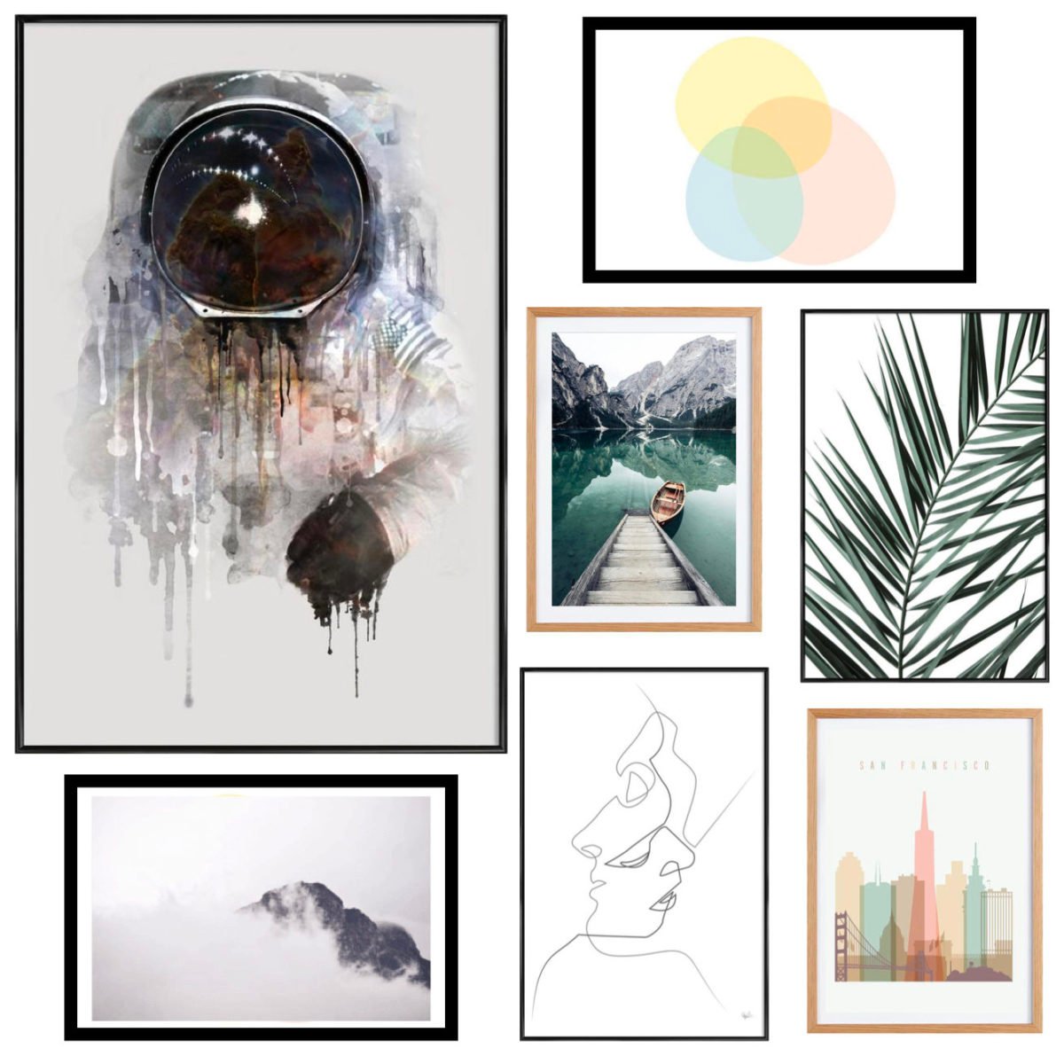 disposition affiche murale astronaute arty montagne décoration clemaroundthecorner
