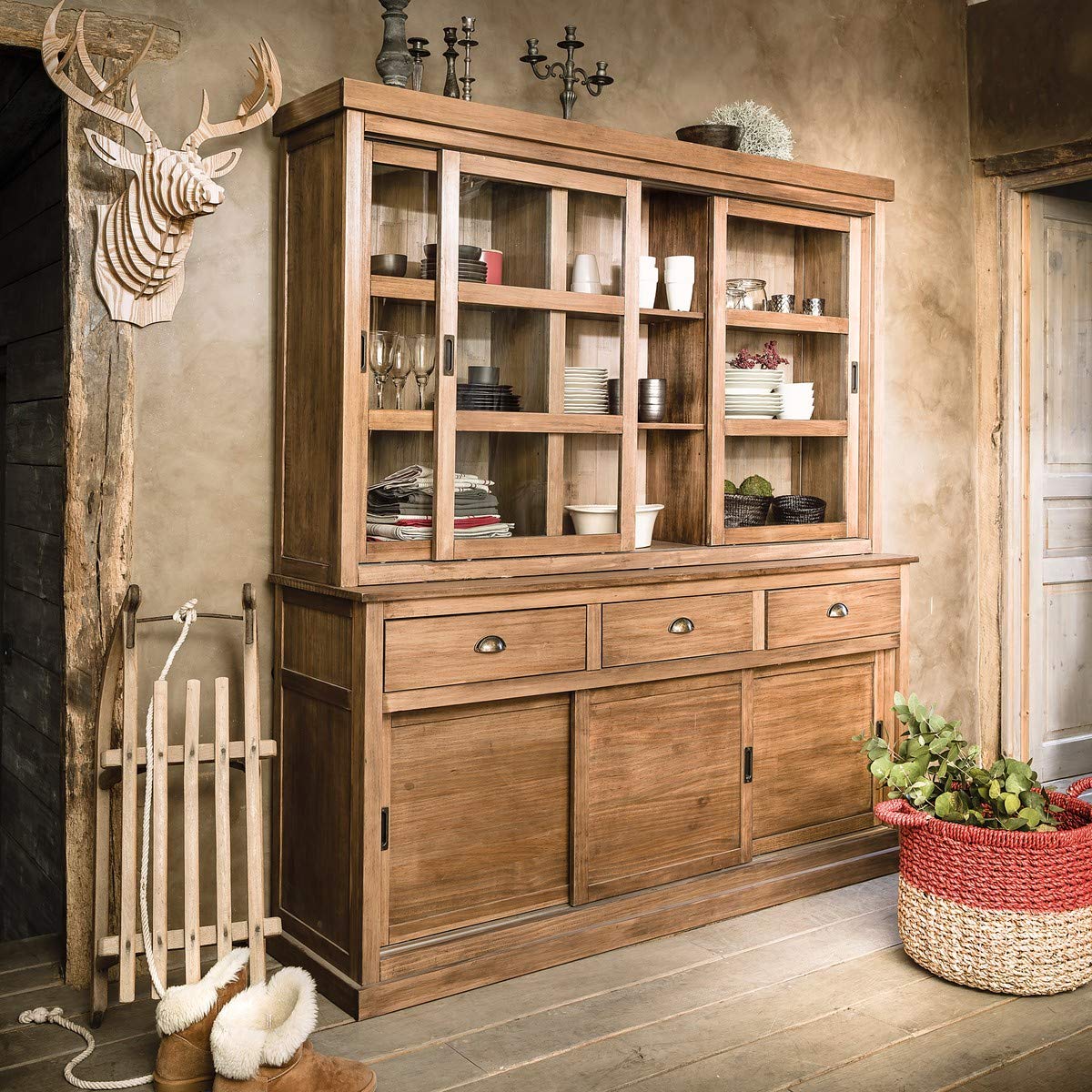 panier de rangement osier bicolore rouge marron rangement cuisine course - blog déco - clem around the corner