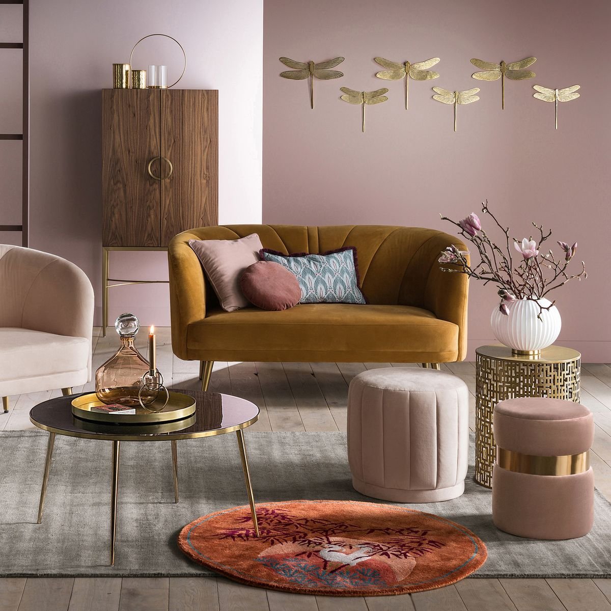 tendance néo art déco rose blush or fleurs cosy cocooning - blog déco - clem around the corner