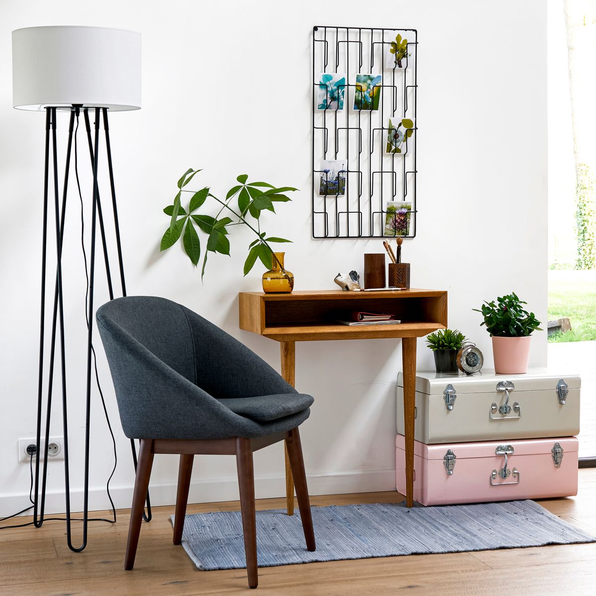 bureau faible profondeur plante verte éclectique original décoration - blog déco - clem around the corner