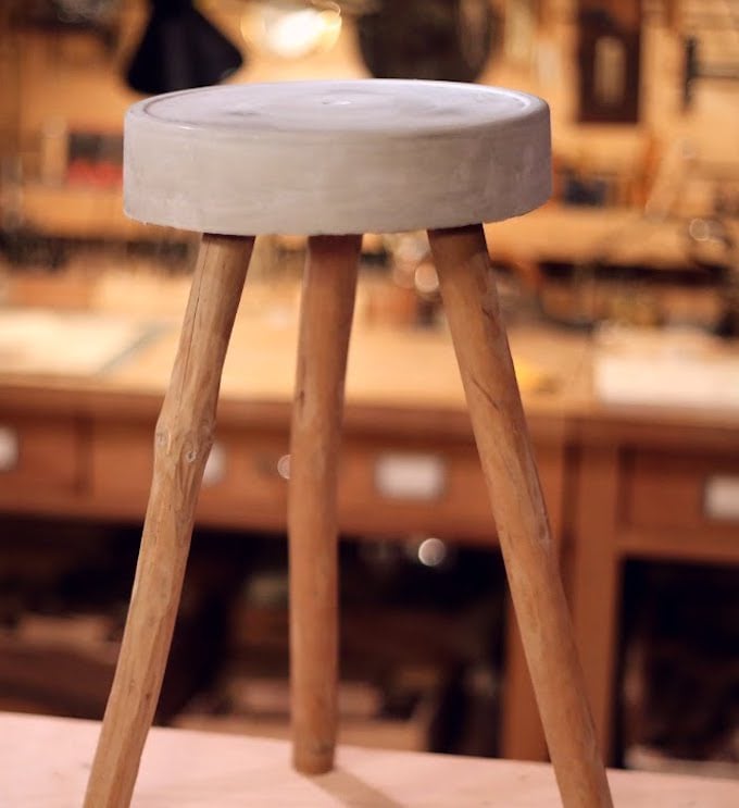 tabouret en béton diy atelier bricolage pied bois style rustique - blog déco - clem around the corner