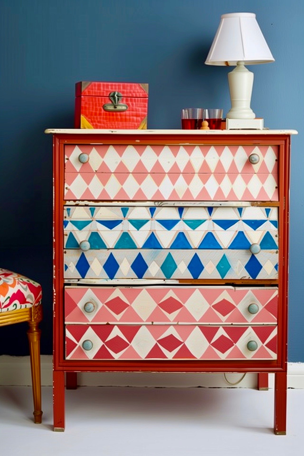 bons plans étudiant diy meuble peint commode multicolore