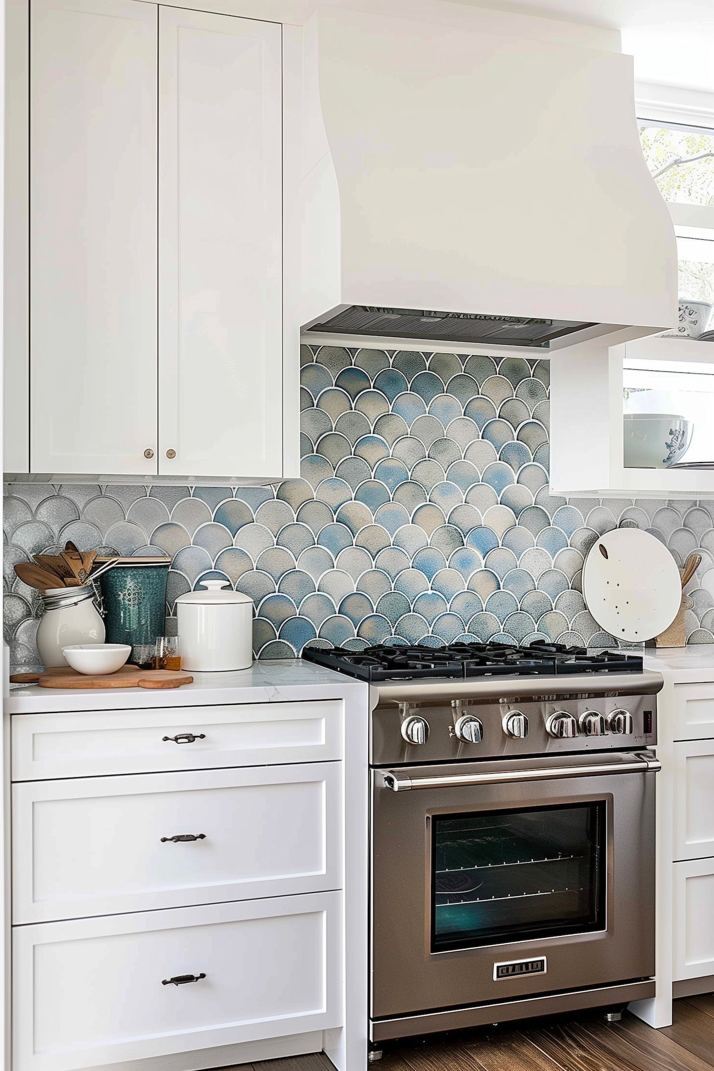 carrelage écaille de poisson crédence murale tendance