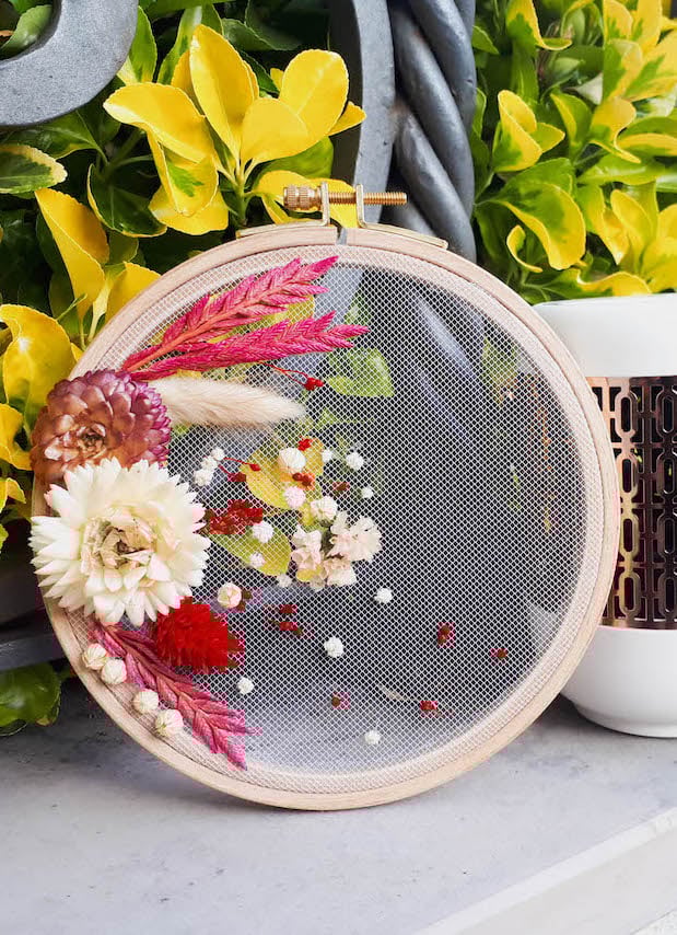 clemaroundthecorner déco champêtre fleurs séchées tambour diy facile