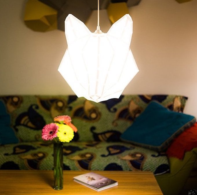 fox renard déco luminaire papier blanc salon